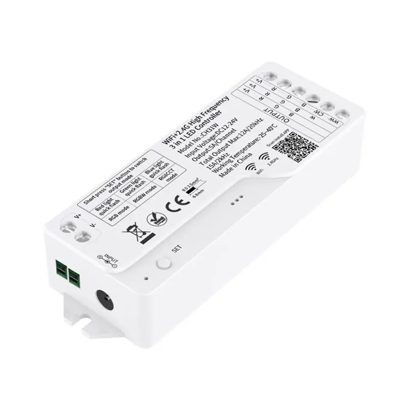 

RGBW RGBCCT 2.4G WIFI Высокочастотный светодиодный контроллер 2 в 1 CH21W для COB SMD 5050 с регулируемой яркостью CCT RGB Светодиодная лента 12-24 В
