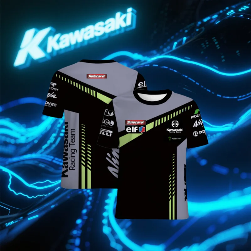 

Summer T-Shirt Men's T-shirt Kawasaki Motorcycle T-Shirt Riding T-Shirt Sunscreen Fast Drying Sweat Absorbing 3d Print T-shirt