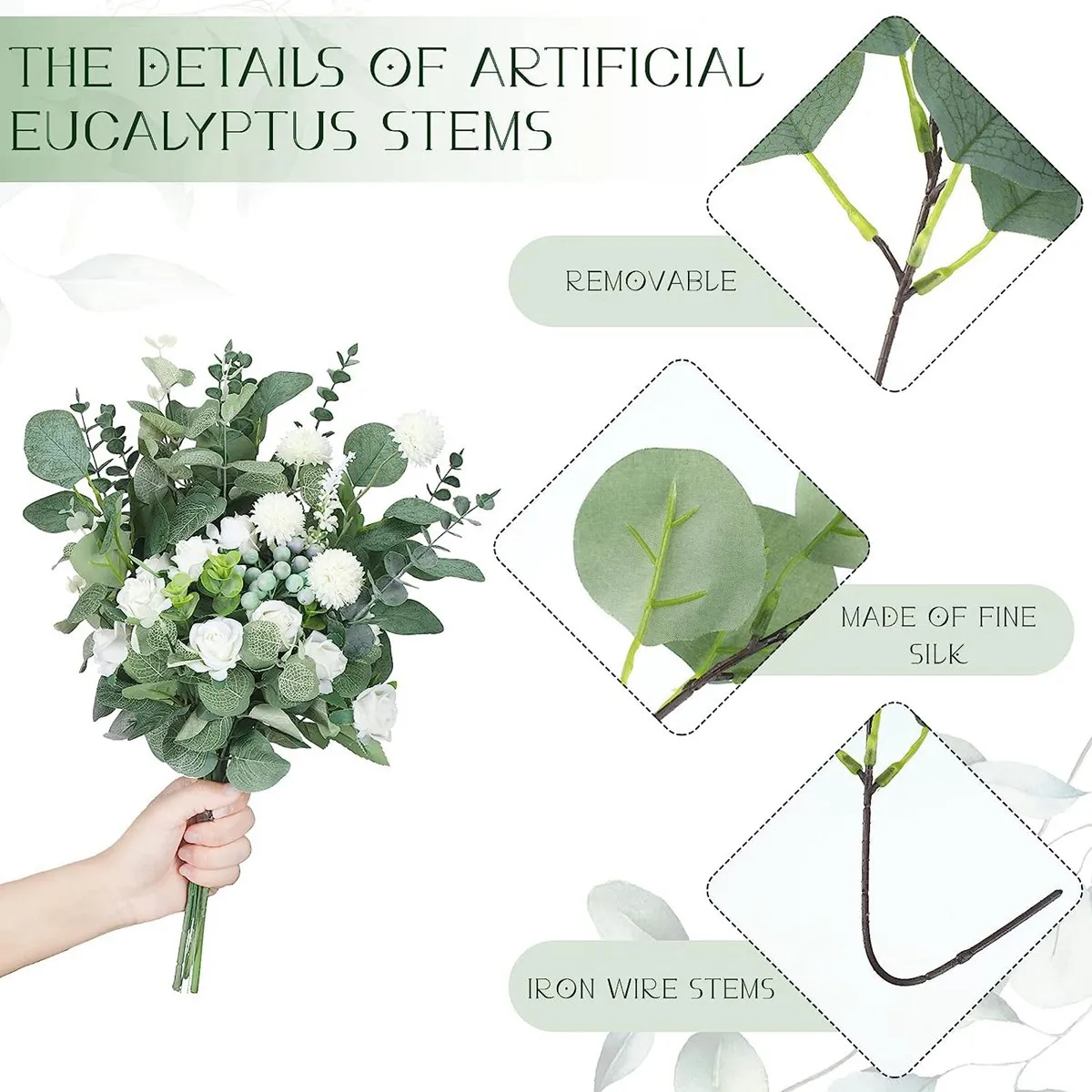 

Artificial flowers plants green stem combination bride bouquet wedding home garden dining table indoor outdoor decoration gift