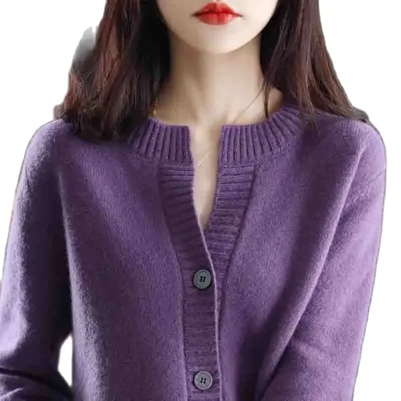 

Knitted Sweater Ladies Jacket Women's Cashmere Cardigan Coat New Loose And Slim Sweater Spring And Autumn Outerwear E156