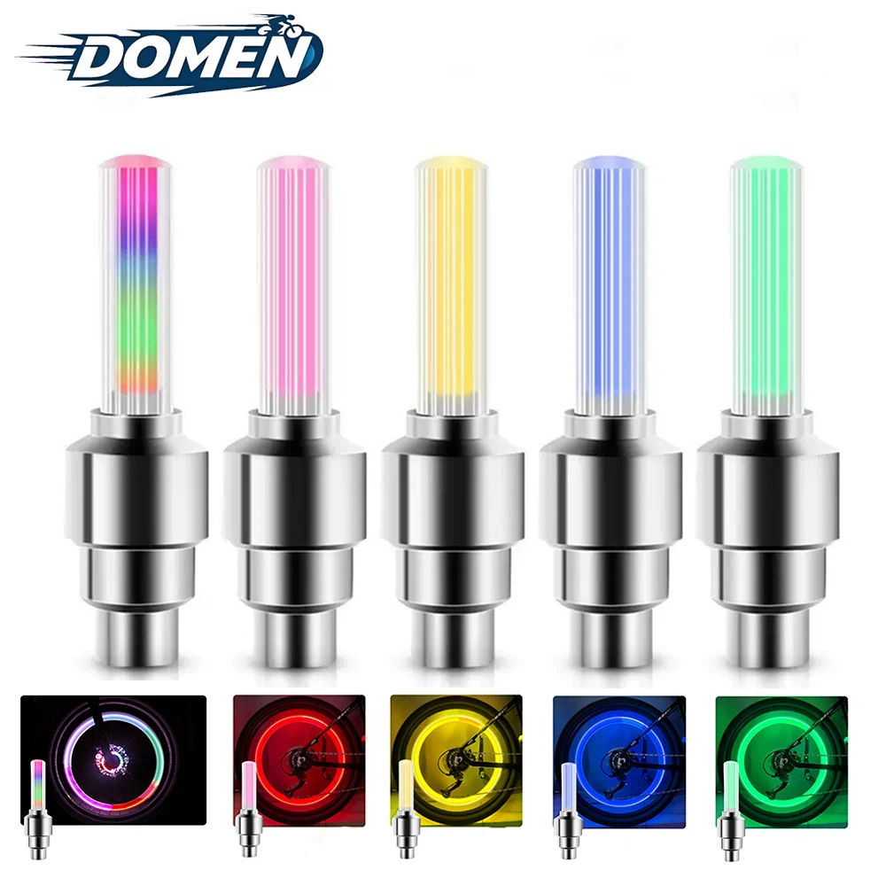 DOMEN Bicycle  Motion Senso LED Tyre Tire Valve Light Neon Bicycle Spoke Light Night Riding Warning Light Bicycle Accessories