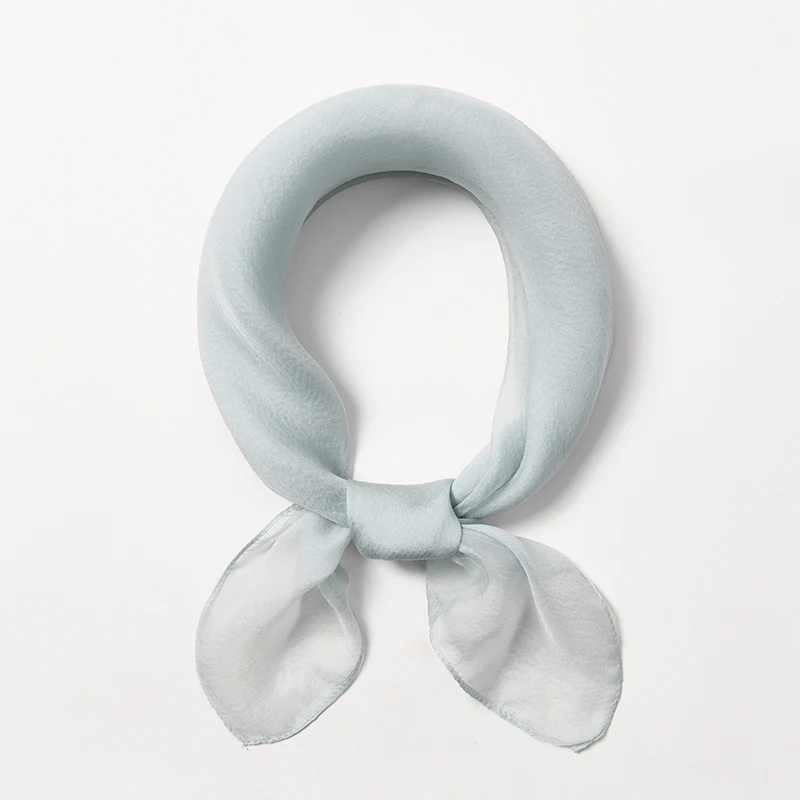 

100% Silk Scarf Women Blue Solid Color Luxury Brand Neck Scarves Pure Real silk Scarf Ladies Silk Scarf Hijab Accessories