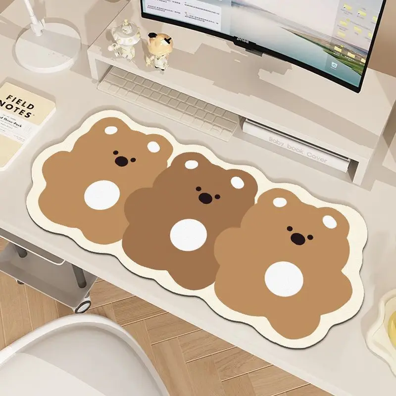Cartoon bear special-shaped cute diatom mud high-value mouse pad oversized office computer desk dormitory keyboard table mat