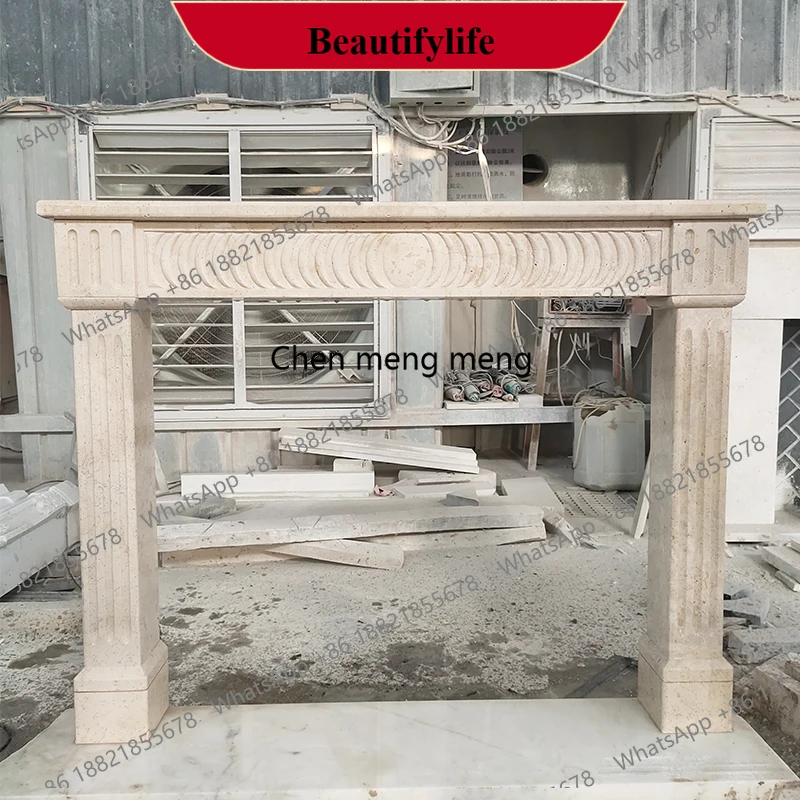 

z183 Marble mantel natural travertine fireplace French American simple retro quiet wind