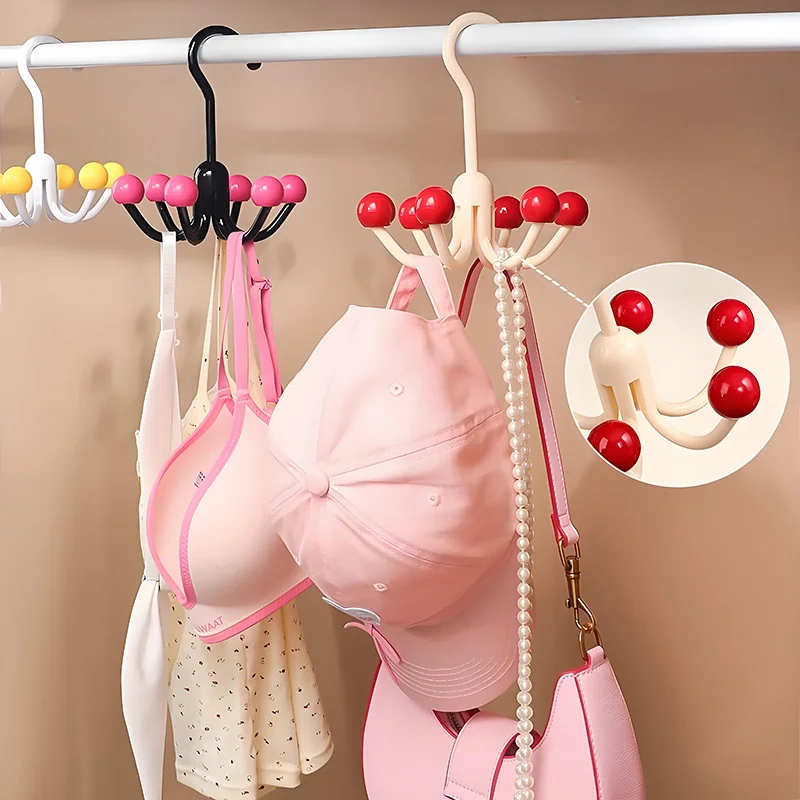 قطعة واحدة من خطاف دوار متعدد الوظائف بستة مخالب للاستخدام المنزلي، مناسب لتعليق الملابس الداخلية والأشرطة والقبعات وتنظيم الحقائب