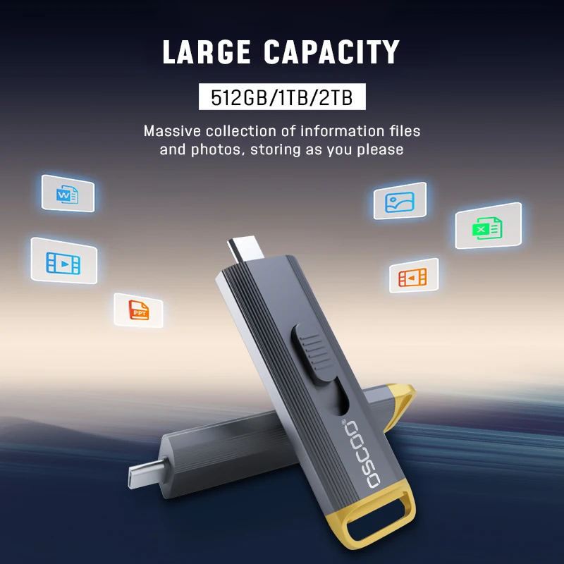 OSCOO Wireless PSSD D8 SSD USB Flash Drive 20Gbps TypeC USB3.2 GEN2*2 Memory Disk 3D TLC Nand Flash Portable SSD USB Flash Drive
