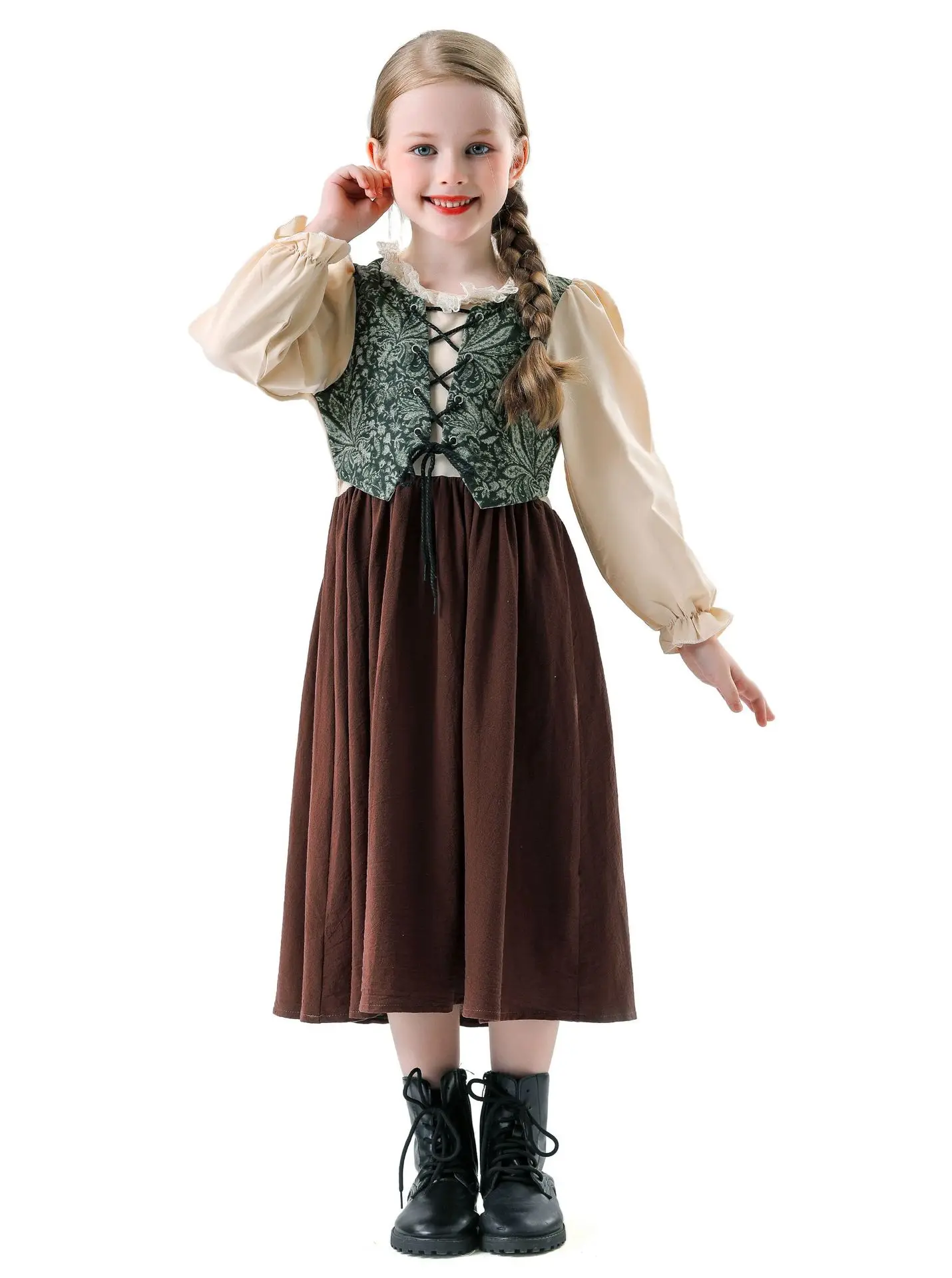 Girls Halloween Dress German Bavarian Traditional Wear Vintage Retro Outfit Stage Performance Party Trendy Fashion Festival Gown