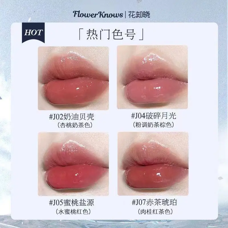 Flower Knows Unicorn Series Crystal Lip Glaze Long Lasting Moisturizing Liquid ลิปสติก Mirror Jelly Gloss Lip Balm Lip Makeup