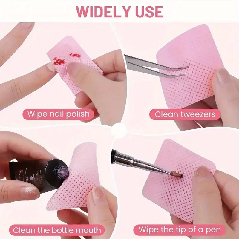 20-600 piezas Toallitas sin pelusa para uñas, tejidos de limpieza de gel, almohadillas removedoras de esmalte sin aluminio, herramienta de limpieza y cuidado 4