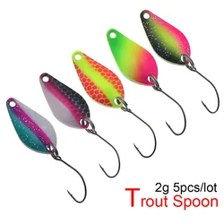 5PCS/Lot Trout Spoon Bait 2g 25mm Metal Fishing Lure With Single Hook Hard Bait Lures Trout Perch Chub Salmon