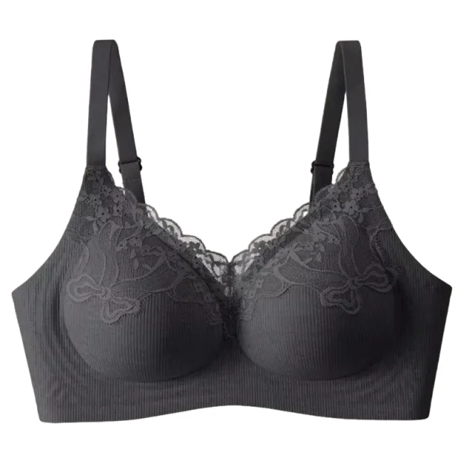 

KUCLUTRibbed Jelly Support Bralette Soft Comfort Push Up Anti Sag Side Breast Support Wireless Bra For Women Workout Daily XXL
