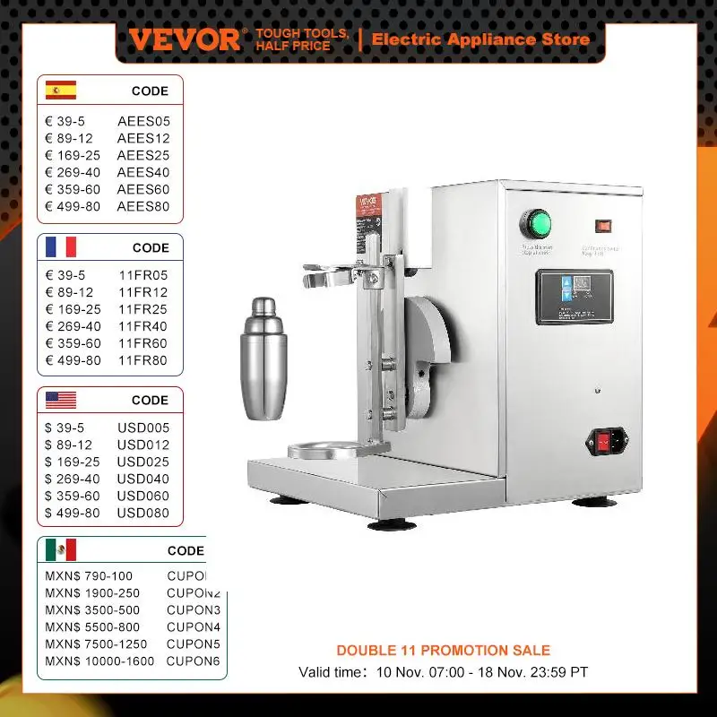 

Машина для молочного коктейля VEVOR 120 Вт, коммерческая машина для молочного коктейля с одной головкой, машина для молочного коктейля для магазина молочного чая