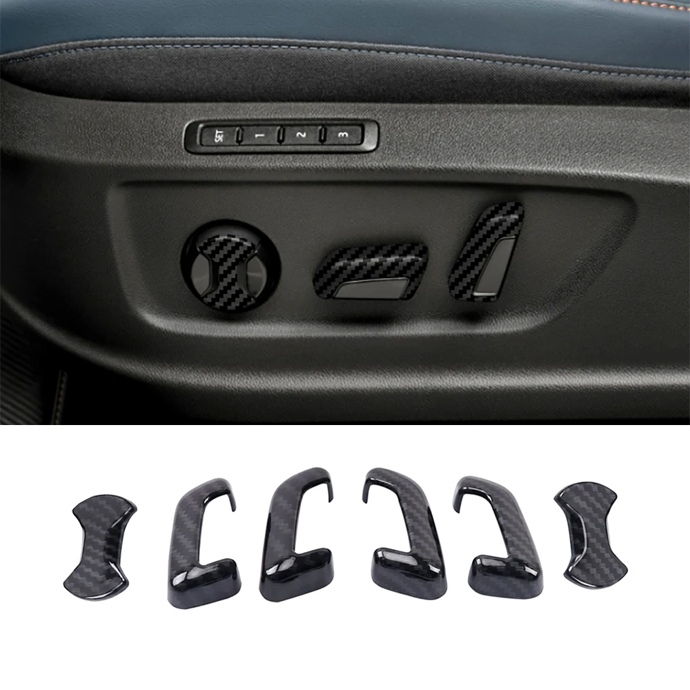 Carbon Fiber Pattern Seat Adjust Switch Bezel Trim Stickers For 2022-2024 Cupra Born Tavascan Formentor Leon Ateca Accessories