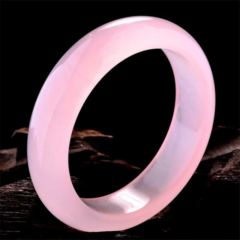

Quartzite Ice Pink Jade Bracelet, Hydrated Ice, Oil-Transparent, Smooth Women's Jewelry