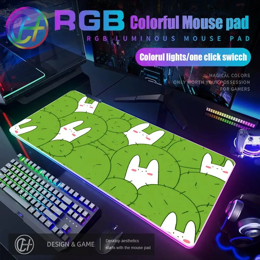 

HYBXAXC kawaii кролик коврик для мыши RGB игровой коврик для мыши настольный коврик HD геймер большой светодиодный светильник XXL коврик для мыши 1000x500 мм