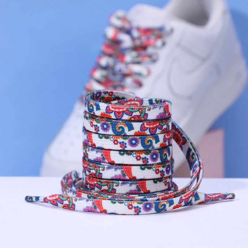 Canvas cashew flower shoelaces personalized trend Joker cashew flower colored 8mm flat shoelaces