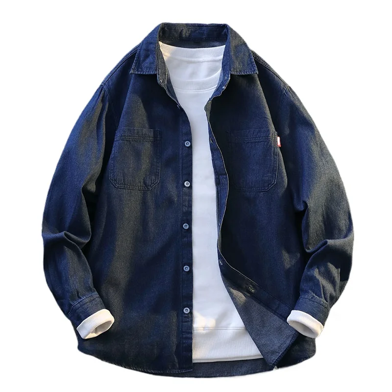 

Men's Long-sleeved Loose Casual Shirt, Pure Color 72% Cotton Work Shirt, Breathable, Wear-resistant, Sweat-wicking.