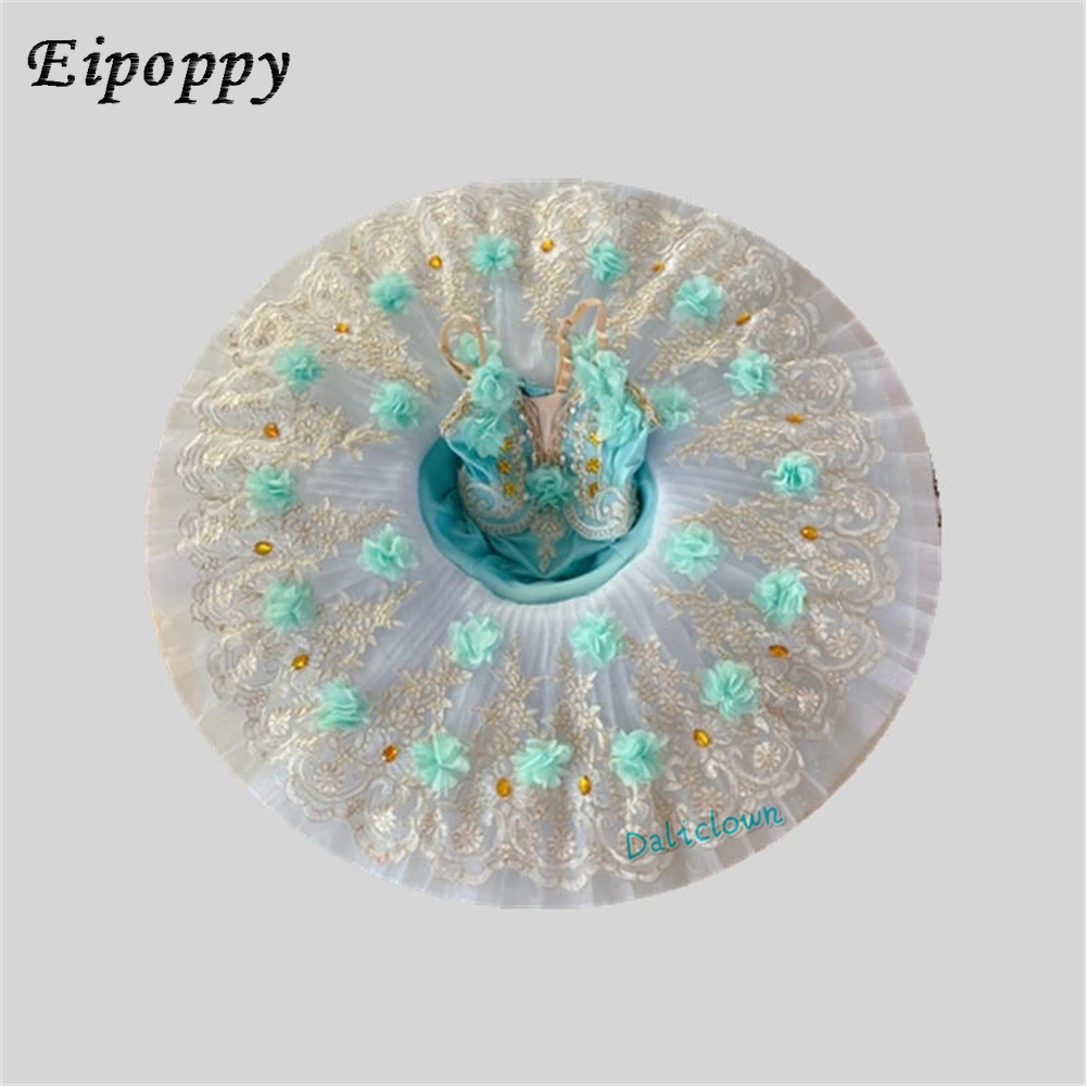 전문 발레 투투 원피스, 성인 어린이 여성 플래터 팬케이크, 백조의 호수 발레리나 무대 댄스 코스튬