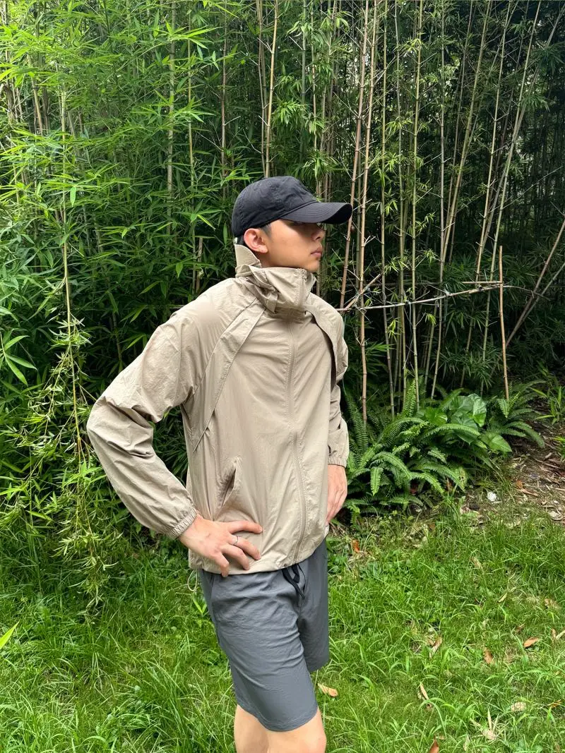 Herren Sommer-Kühljacke mit Sonnenschutz UPF50+, Schnelltrocknend, Atmungsaktiv, mit Kapuze, Windbreaker für Outdoor-Aktivitäten, Wandern, Camping, Radfahren – Detail 24