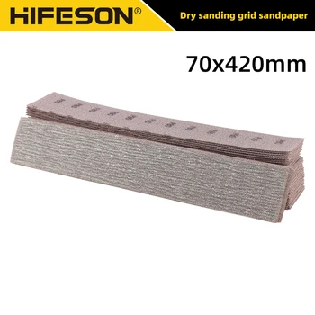 10ชิ้น20ชิ้น50ชิ้น70x420มม. กระดาษทรายตาข่ายห่วงดูดฝุ่นแผ่นขัดสำหรับขัด400x70บล็อกขัดไม้ขัด