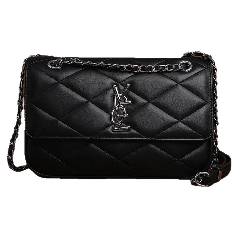 

Женская сумка из натуральной кожи с цепочкой, стеганая, с премиальной текстурой, универсальная, на плечо/через плечо, идеальна для повседневных поездок и модных мероприятий