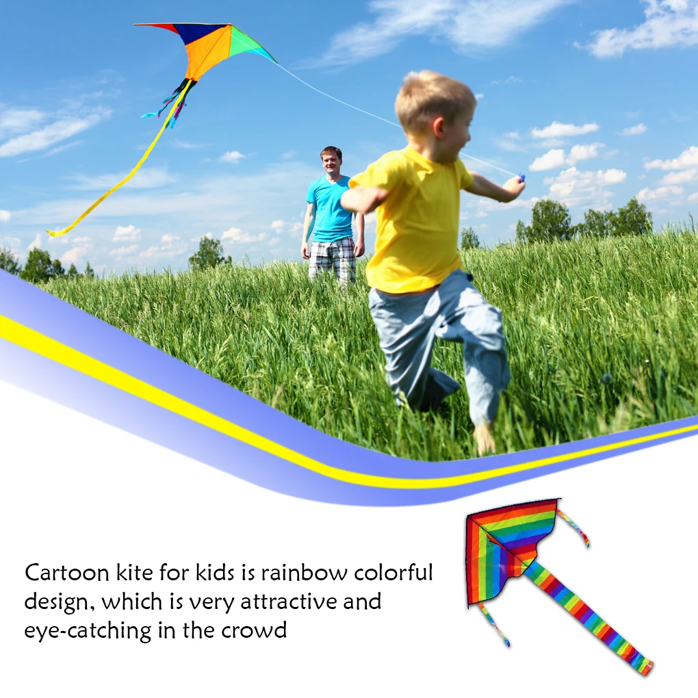 Cartoon Rainbow Kite Coda lunga Portatile Beach Park Prato Party Decorazioni colorate Aquiloni Giocattolo sportivo all\'aria aperta per adulti Tipo3