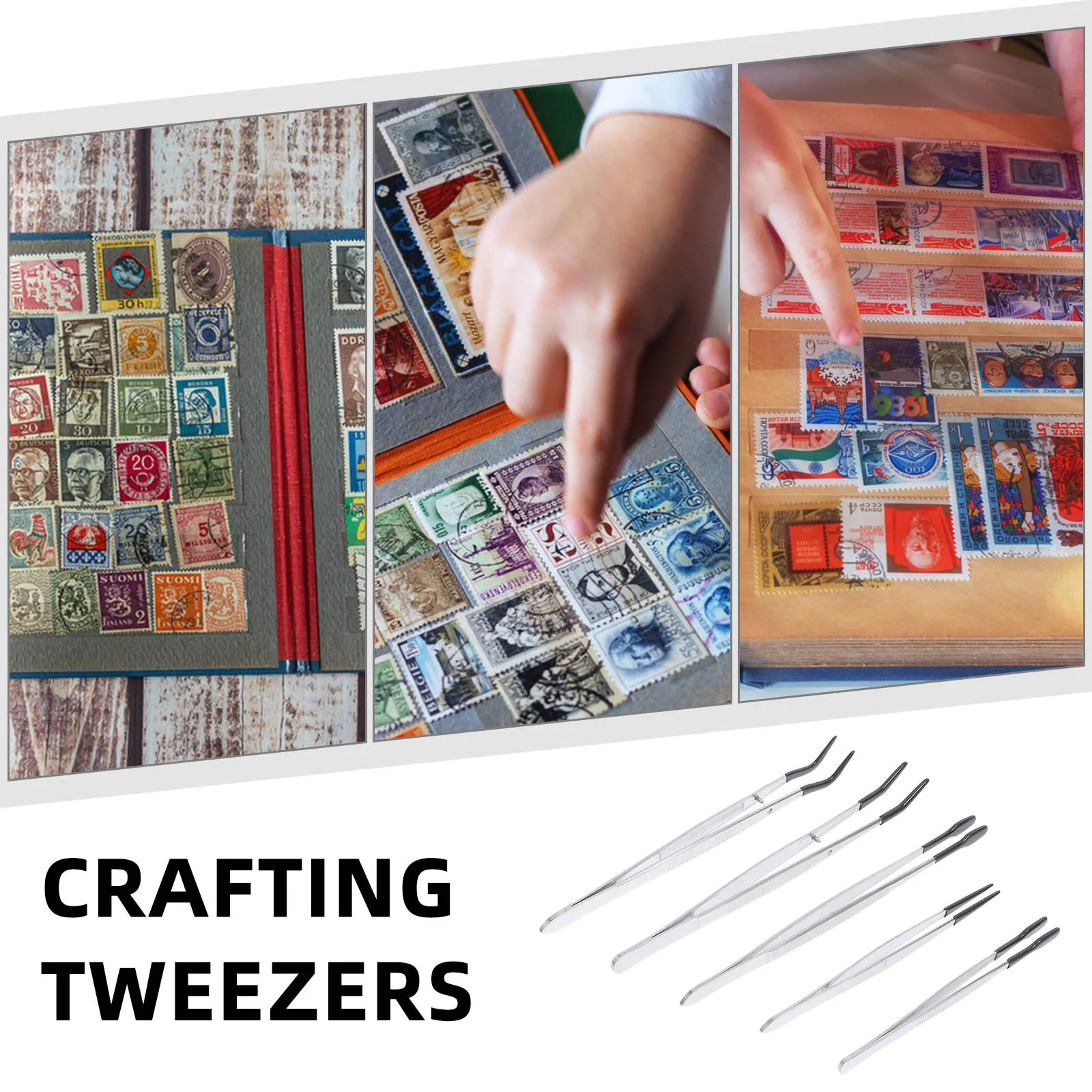 

5Pcs Rubber Tweezers Soft Tip Coated Set for Precision Jewelry Stamps Crafts Travel Rubber Tweezers Tweezer Set