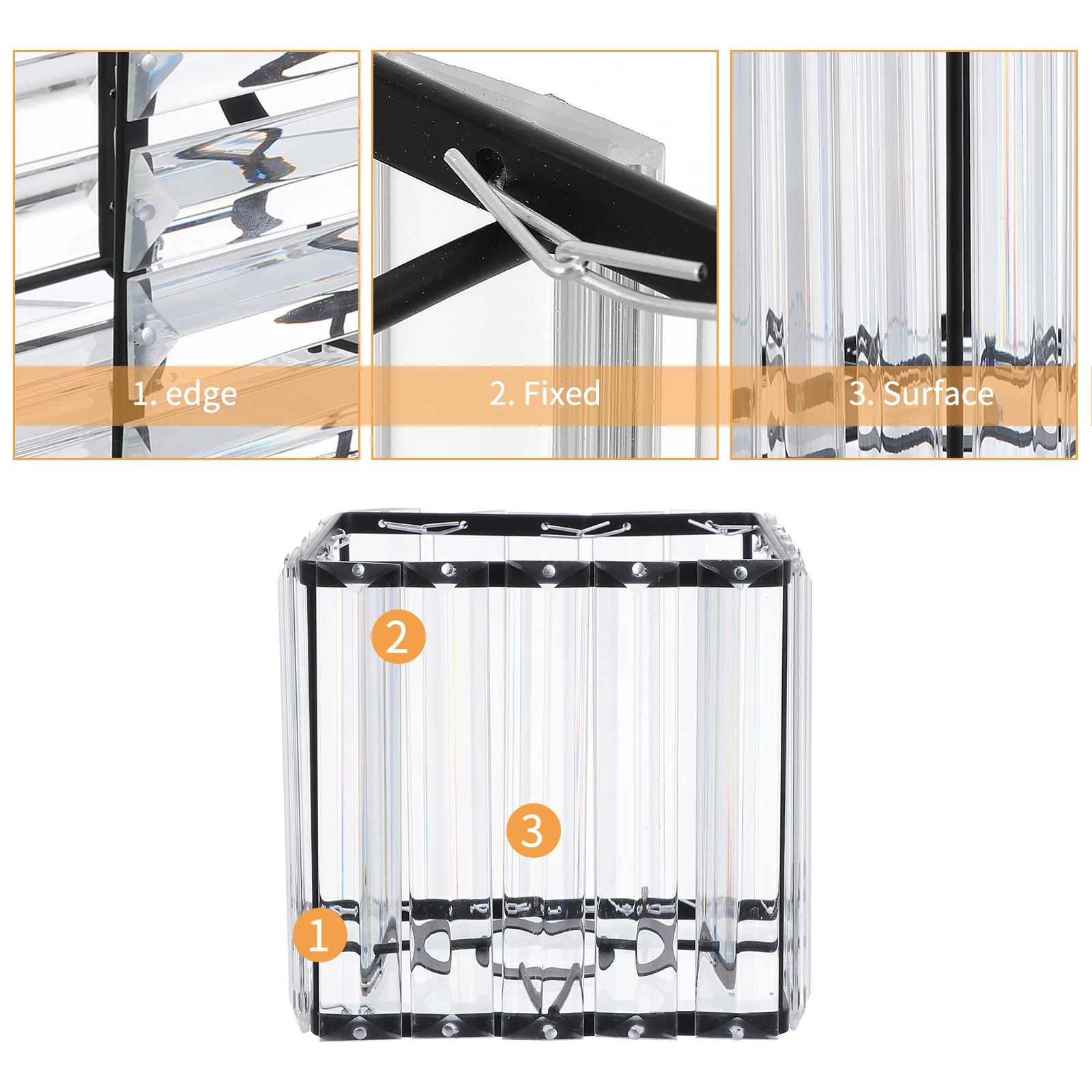 

Retro Iron Crystal Lampshade Black Wrought Cover for Wall Floor Ceiling Light Dust Protection European Style Warm Atmosphere