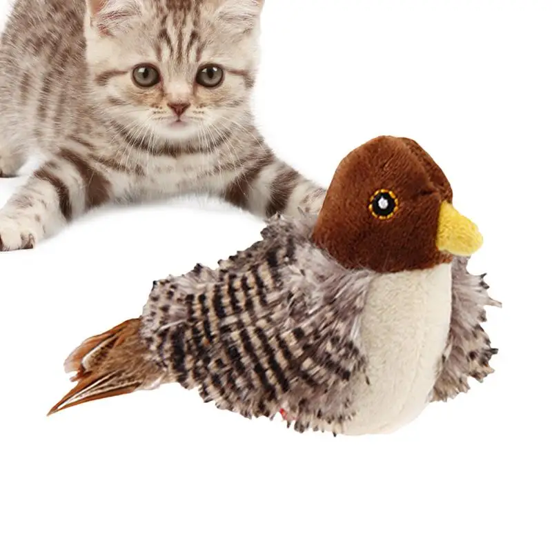 Chirping Bird Cat Toy Bird Shape Interactive Cat Toy With Realistic Simulation Bird Sounds Durable cat playing accessories