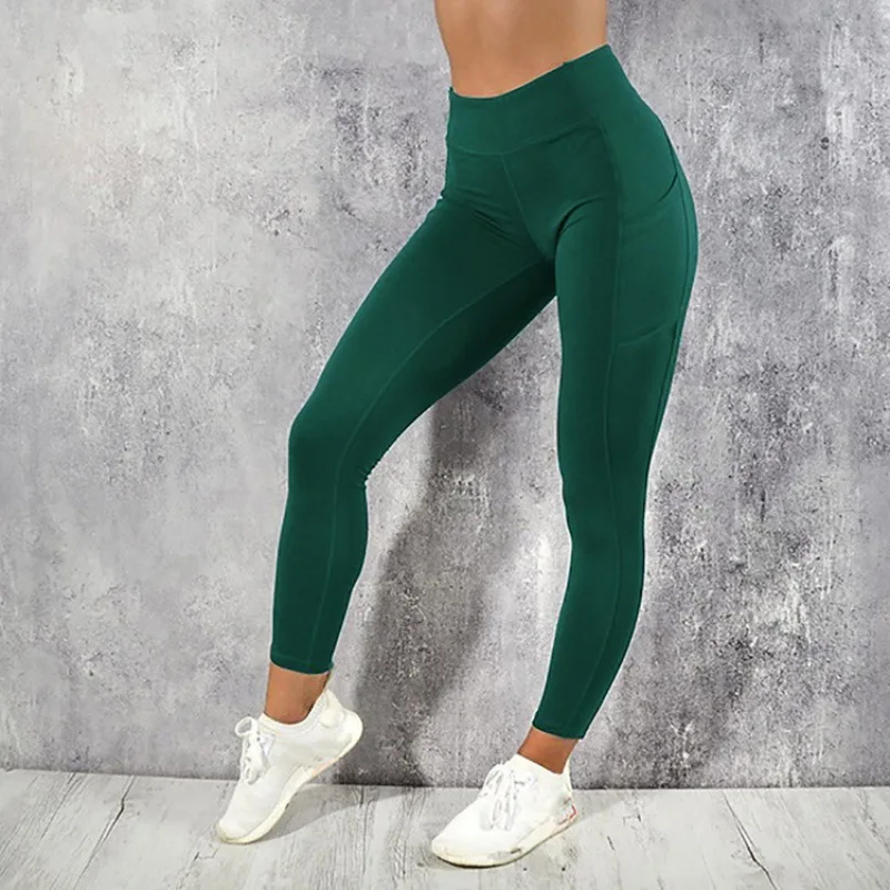 Frauen Sexy Slim Fitness Hohe Taille Leggings Push-Up Tasche Workout Sport Jogging Leggins Mode Quick-dry Bleistift Hosen dünne