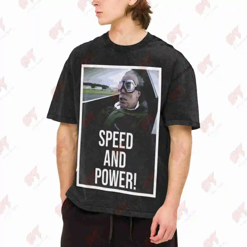 Speed And Power Vintage Washed Tee Pure Cotton T-Shirt