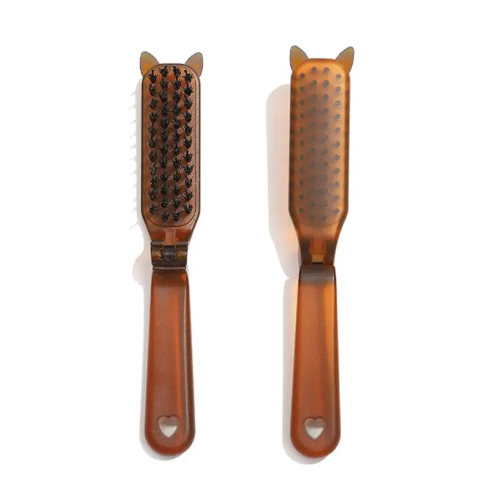 Pente de cabelo portátil dobrável com cerdas de javali, massageador do couro cabeludo e acessório de estilo de cabelo para viagem, escova de massagem e desembaraço m4n4