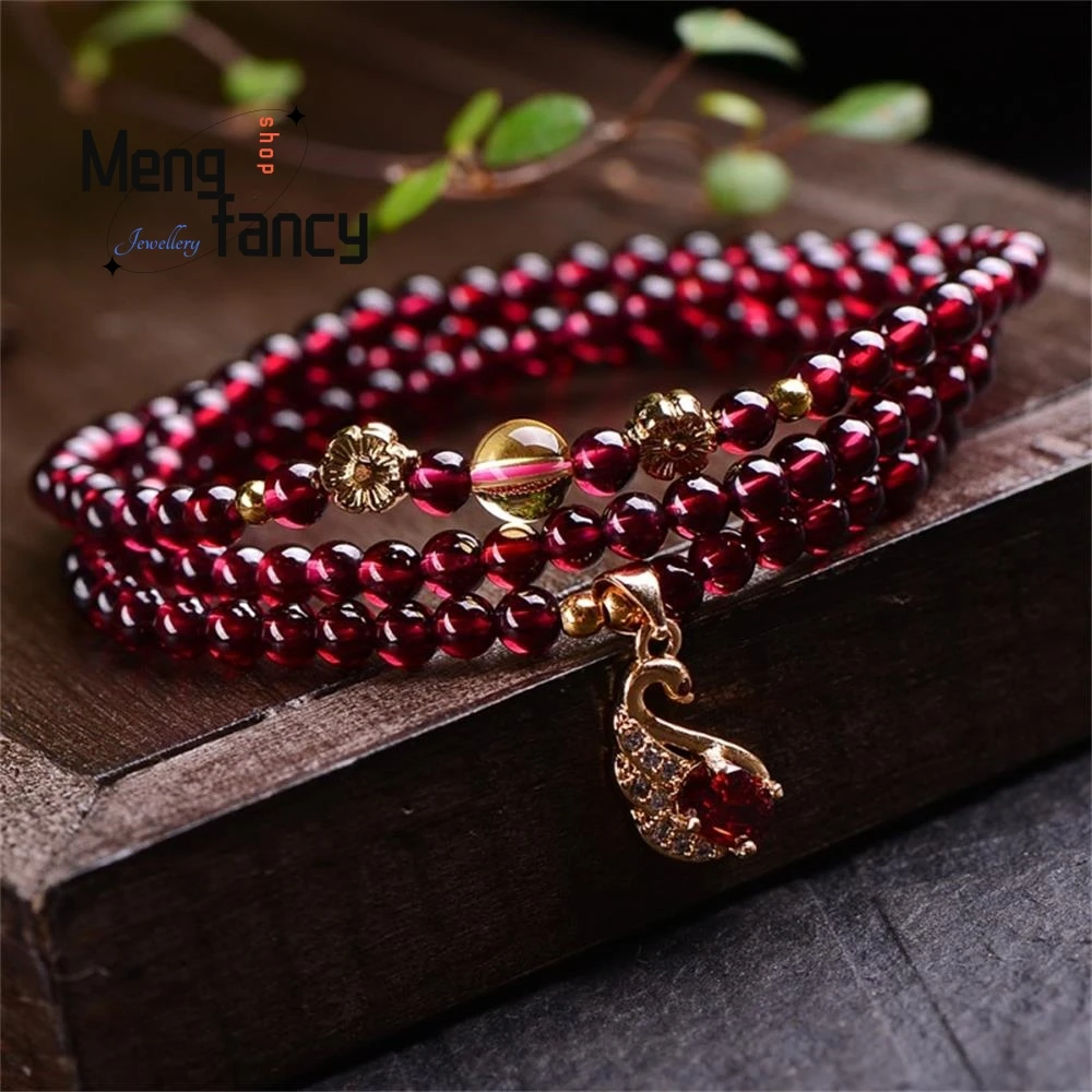 

New Style Garnet Swan Bracelet Natural Jade Elegant Jewelry Charm Fashion Luxury Exquisite Best Selling Handicraft Holiday Gift