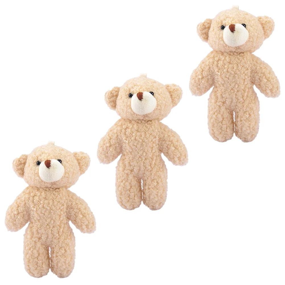

3 Pcs Tiny Stuffed Animal Keychain Toy Children’s Toys Plush Bear Animals Pendant Mini Beige Little for Girls