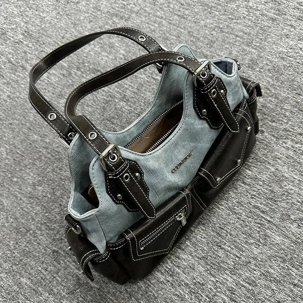 

Женская модная сумка через плечо из искусственной кожи, разноцветная, большой вместимости, трендовая сумка-клатч, многофункциональная плоская сумка в стиле Y2K, эстетика Y2K