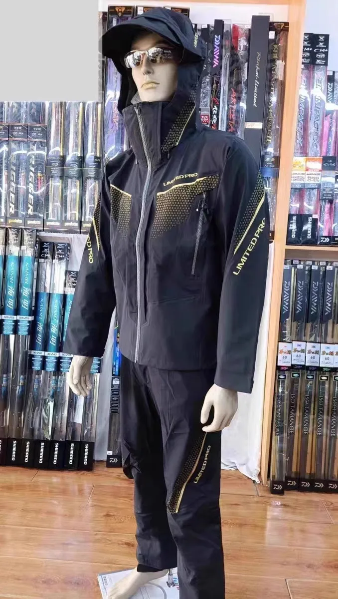 ربيع الخريف سترة الصيد مقاوم للماء والسراويل الشاملة 2 قطعة مجموعة للرجال غير نافذ للمطر 3-layered الصيد الدعاوى ملابس الصيد #5