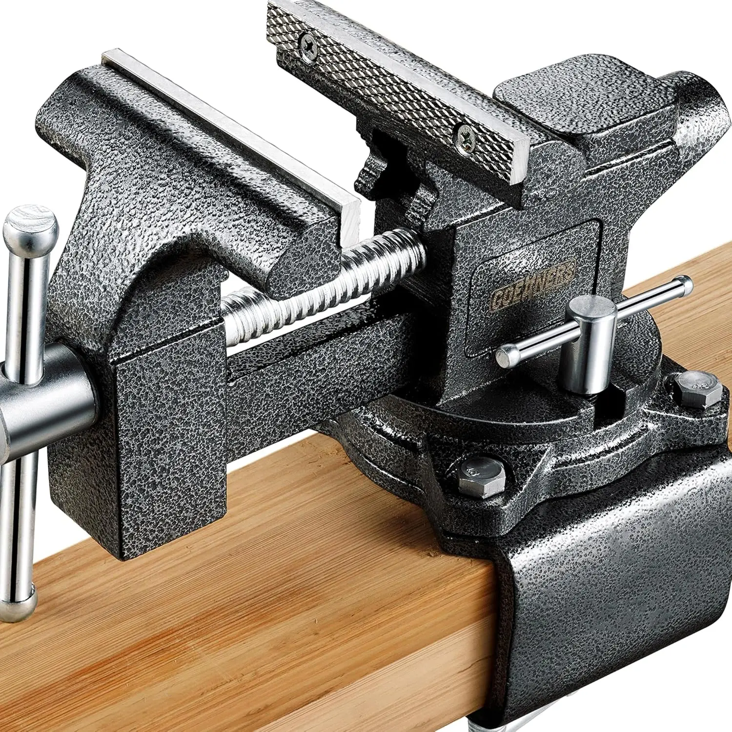 Heavy Duty Cast Iron Bench Vise with Swivel Base, 4.5" Jaw Width for Woodworking and DIY Projects