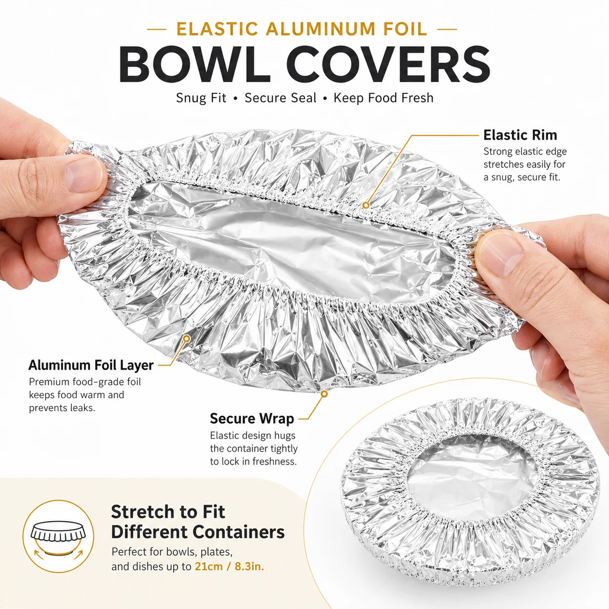 Food Storage Reusable Bags - Capa Reutilizável de Alumínio para Tigelas,