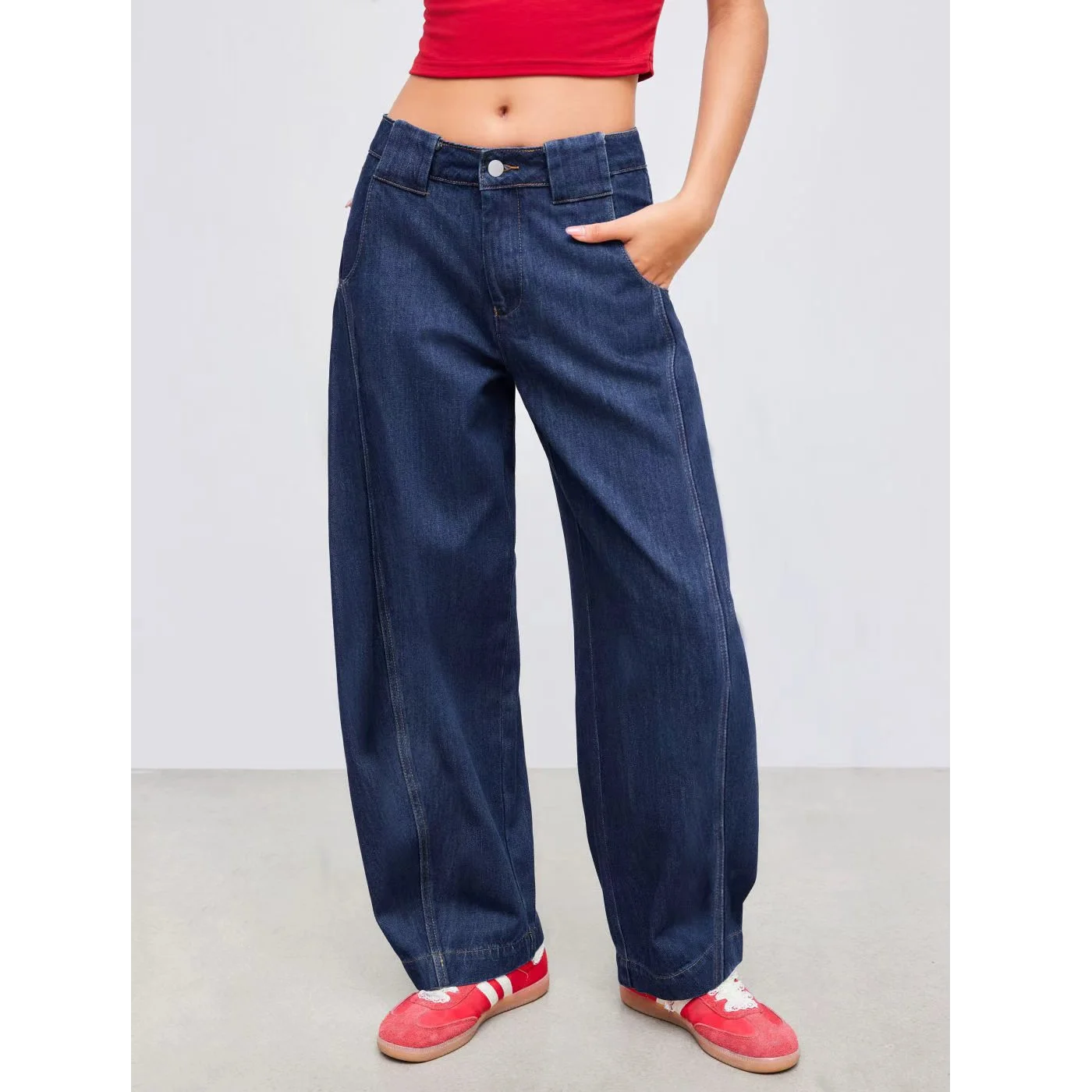 

Washed Denim plus Size Women's Loose Simple Fashionable Jeans Elastic Loose Stretchy Ladies Denim Pants Casual Trousers