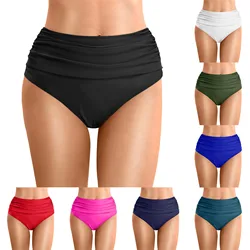 Women High Waist Bikini Bottoms Swim Briefs Beach Shorts Ruched Bottom High Cut Swim Bottom Womens Swimsuit Shorts Set