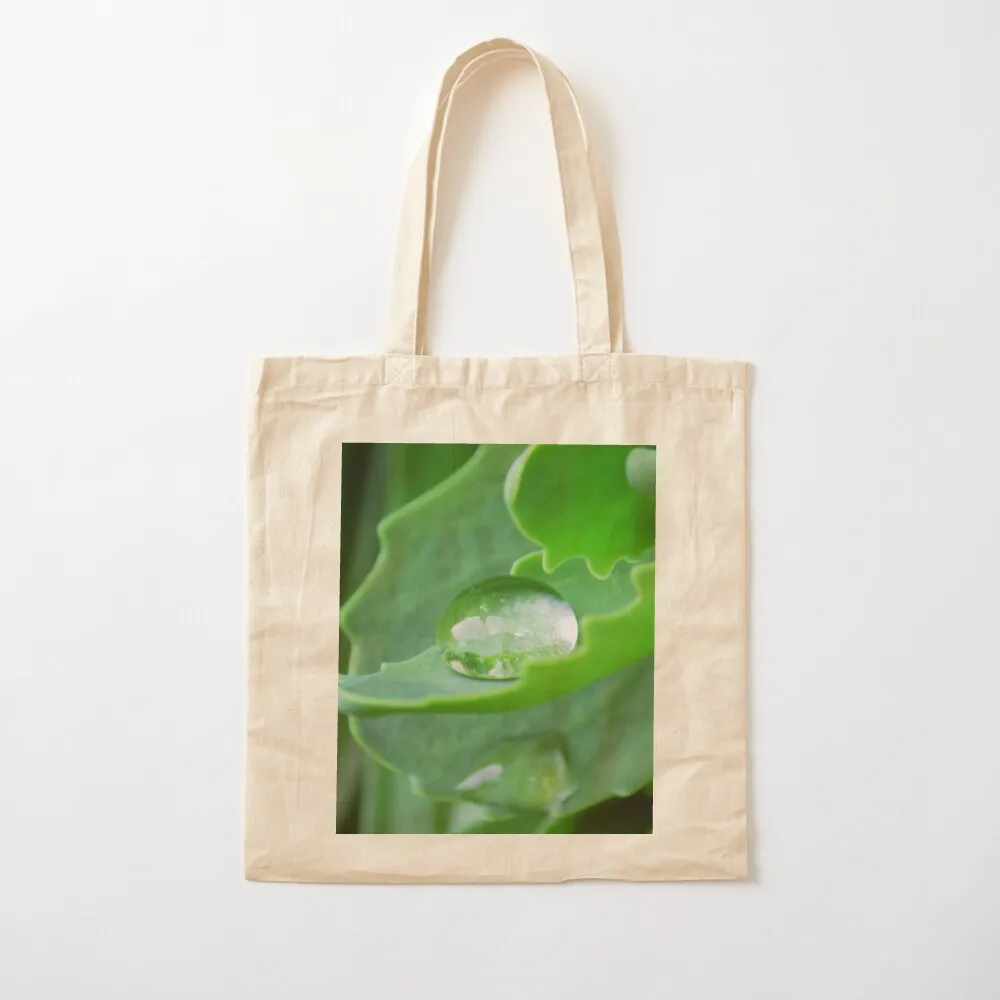 

Water Droplet Green Leaf Garden Tote Bag Canvas stote bag Woman shopper bag