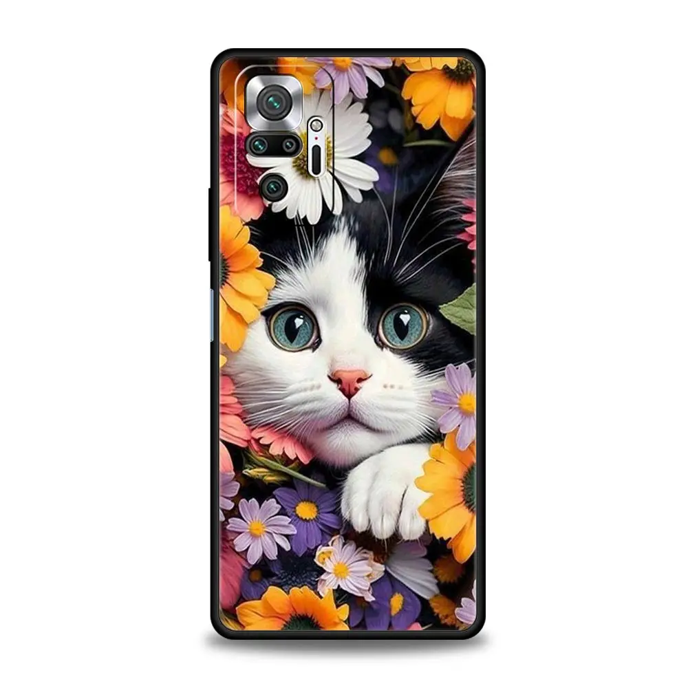 Phone Case For Xiaomi Redmi Note 14 13 12 5G 9S 9 10 11 Pro Plus 4G 9T 14C 13C 12C 10C 9C 9A Soft Cover Cute Detection cat