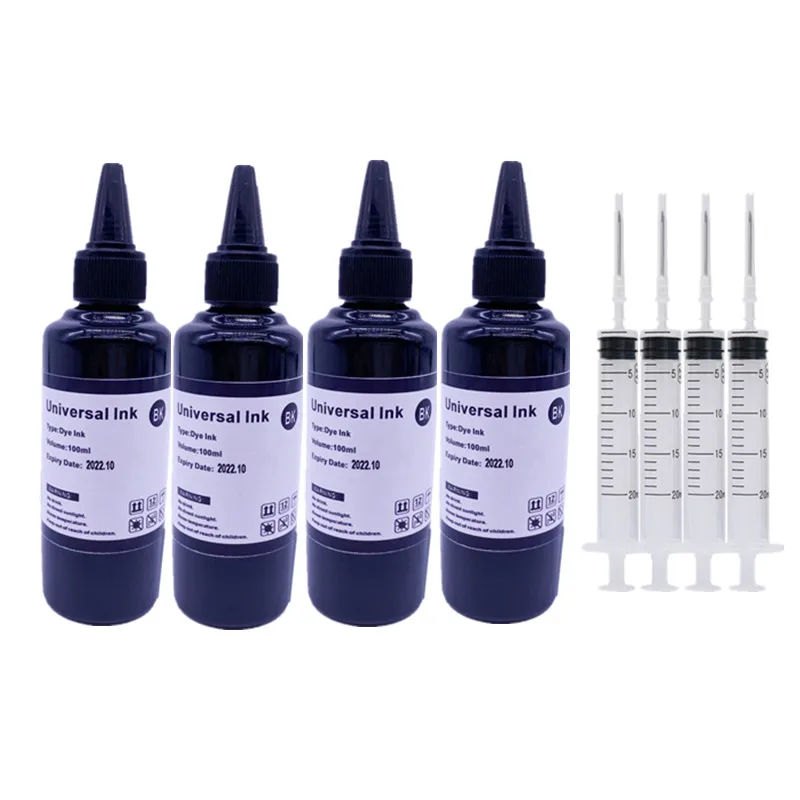 400ML Black Universal Refill Dye Ink Kit For All Epson For Canon For HP For Brother Lexmark DELL Inkjet Printer CISS Cartridge