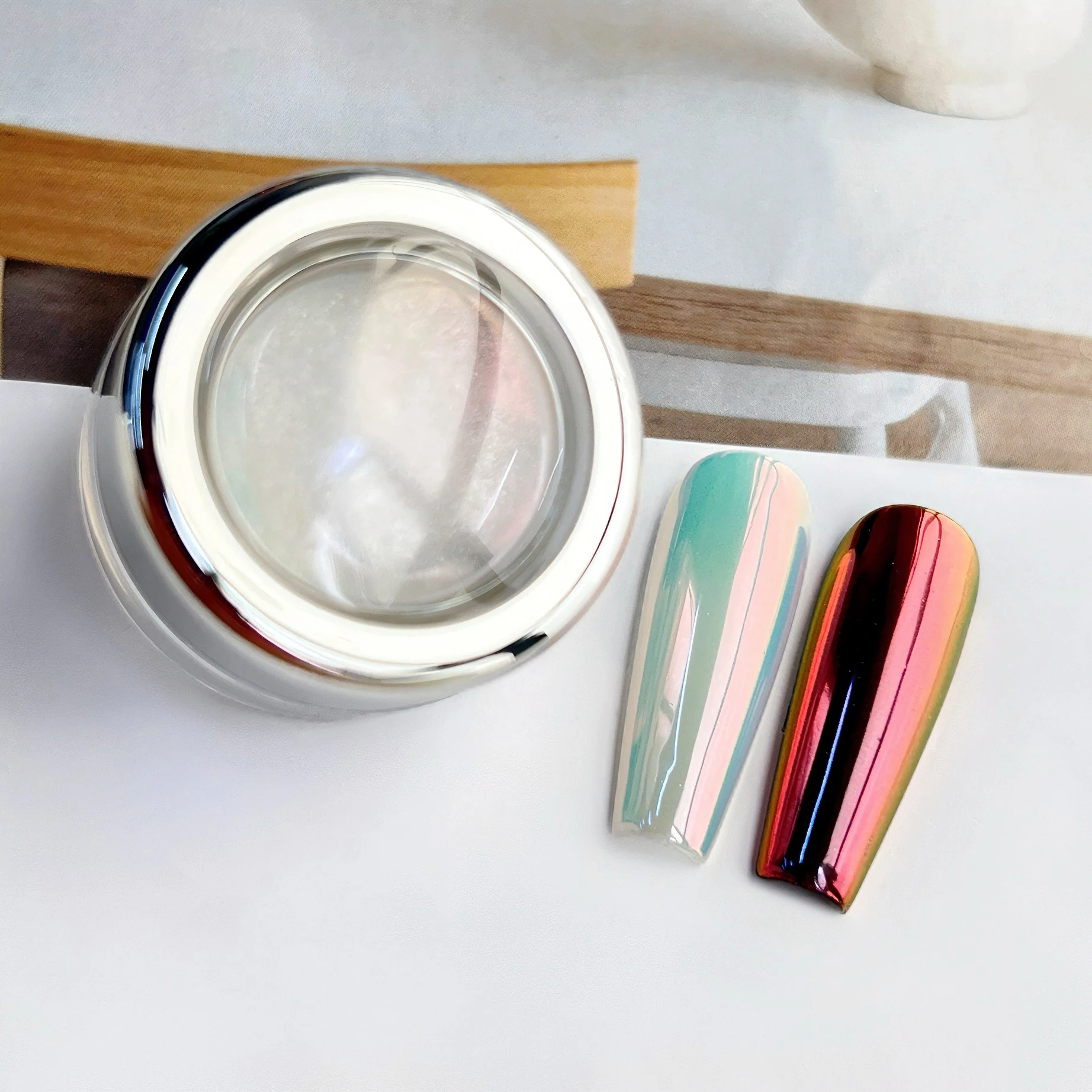 1瓶 オーロラシェル 透明ネイルパウダー クロム ムーンライト ミラーネイル グリッター ピグメント ジェルポリッシュ ネイルアートデザイン ラビングダスト