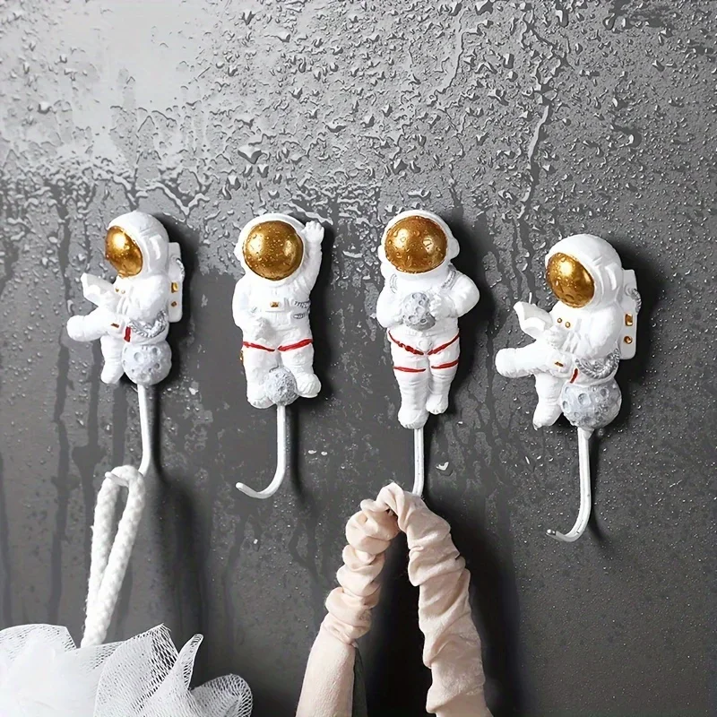 1pc/4pcs, Astronaut Sticky , Adhesive Hook, Coat Hangers, Kitchen Strong Viscose Free Punching No Trace Fixer, Door Back Wall Ha