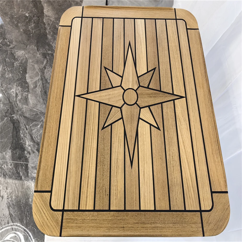 Boat Rectangular Teak Table Top Round Corner 585x690mm 23x27.2 inch Marine Yacht TTR6070