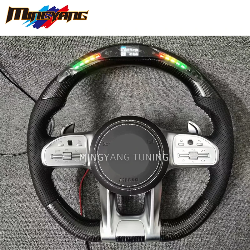 Carbon Fiber Steering Wheels car accessories For Benz C63 E63 W213 G500 S63 S500 S320 G55 CLA45 LED Steering Wheel