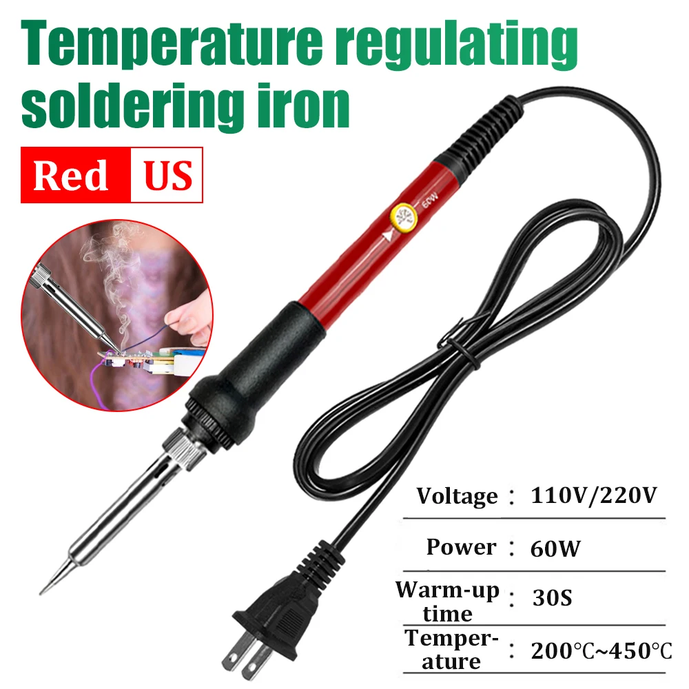 

60W Adjustable Temperature Electric Soldering Iron Set 220V 110V Welding Solder Rework Station Heat Pencil Tips Repair Tools