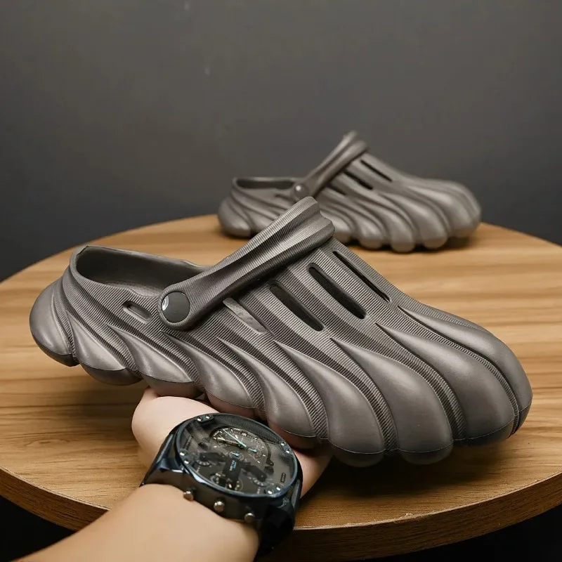 

Мужские повседневные модные пляжные сандалии из материала EVA, универсальная модная уличная одежда, одна обувь, два тапочки, мягкая прочная обувь