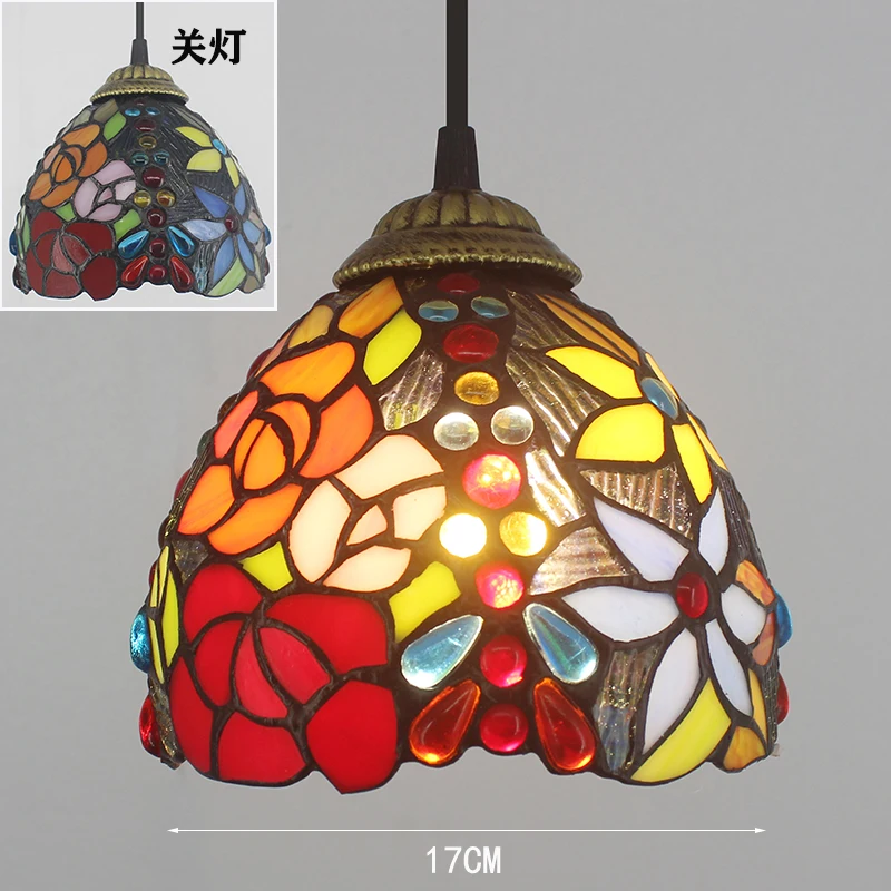 Vintage Stained Glass Pendant Lights Tiffany Mediterranean Turkish Mosaic Hanging Lamp for Kitchen Living Room Bar Home Decor